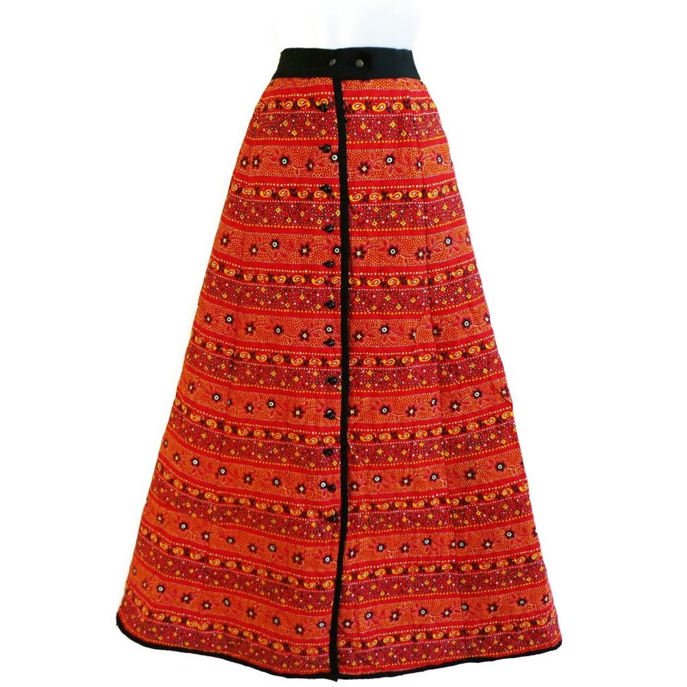 Vintage Print Button Down Maxi Skirt main image 1